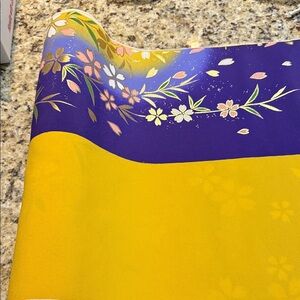 Kimono Fabric Roll in Purple Floral and Yellow